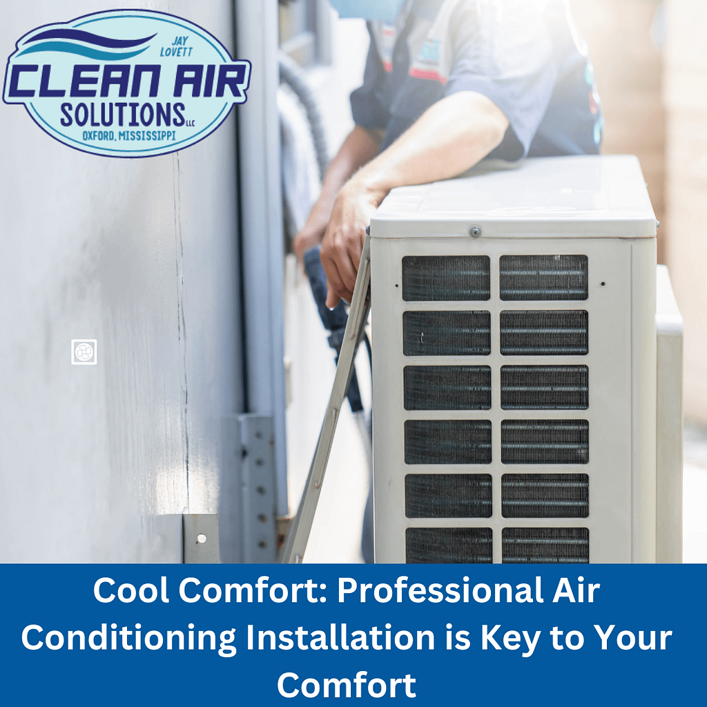 Clean Air Solutions professional HVAC technicians performing air conditioning installation.